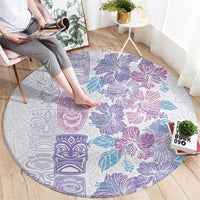 Christmas Aloha Hawaii Tiki Round Carpet Hibiscus Winter Colors LT7 - Polynesian Pride