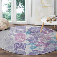 Christmas Aloha Hawaii Tiki Round Carpet Hibiscus Winter Colors LT7 - Polynesian Pride