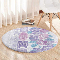 Christmas Aloha Hawaii Tiki Round Carpet Hibiscus Winter Colors LT7 - Polynesian Pride