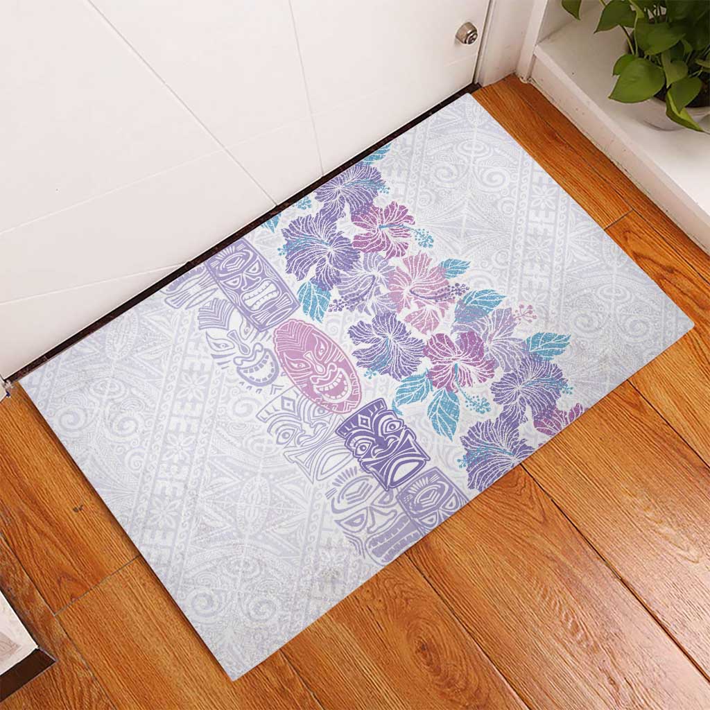 Christmas Aloha Hawaii Tiki Rubber Doormat Hibiscus Winter Colors LT7 - Polynesian Pride