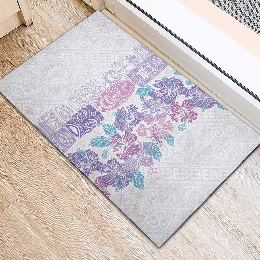 Christmas Aloha Hawaii Tiki Rubber Doormat Hibiscus Winter Colors LT7 - Polynesian Pride