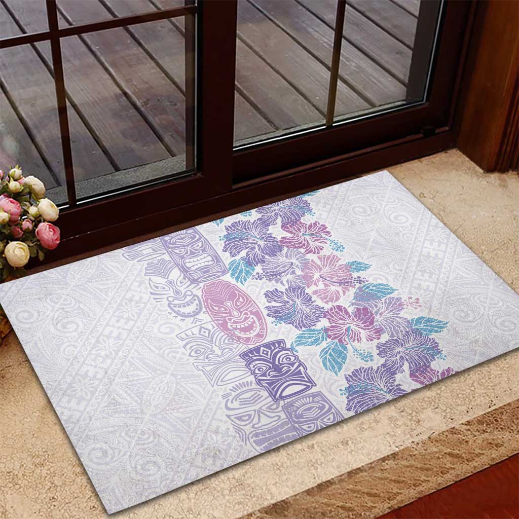 Christmas Aloha Hawaii Tiki Rubber Doormat Hibiscus Winter Colors LT7 - Polynesian Pride