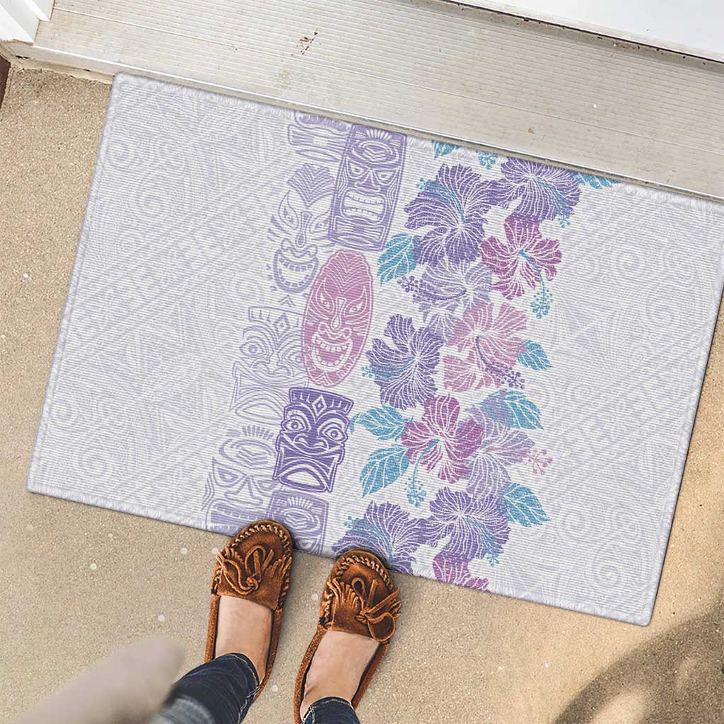 Christmas Aloha Hawaii Tiki Rubber Doormat Hibiscus Winter Colors LT7 - Polynesian Pride