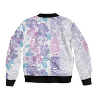 Christmas Aloha Hawaii Tiki Sleeve Zip Bomber Jacket Hibiscus Winter Colors LT7 - Polynesian Pride
