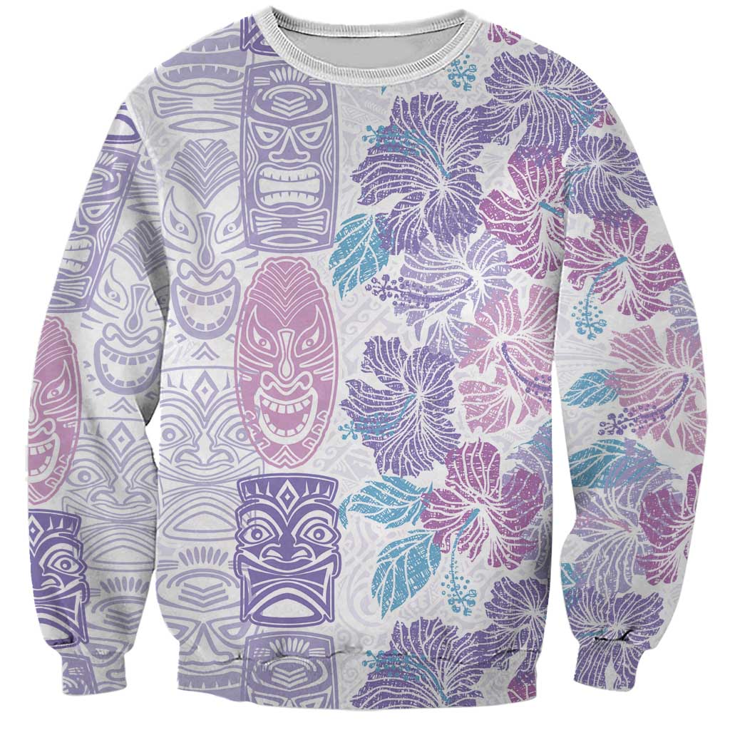 Christmas Aloha Hawaii Tiki Sweatshirt Hibiscus Winter Colors LT7 Unisex Lavender - Polynesian Pride