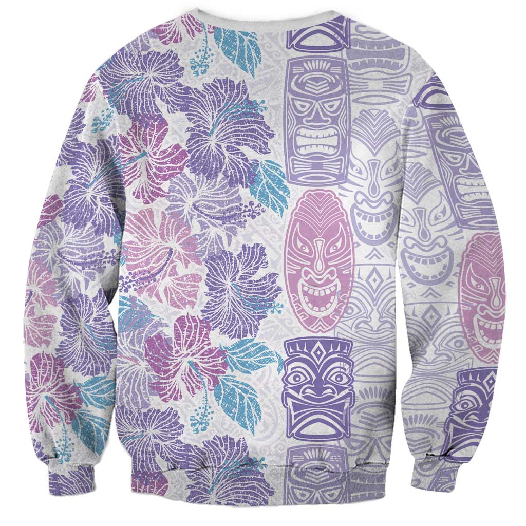 Christmas Aloha Hawaii Tiki Sweatshirt Hibiscus Winter Colors LT7 - Polynesian Pride