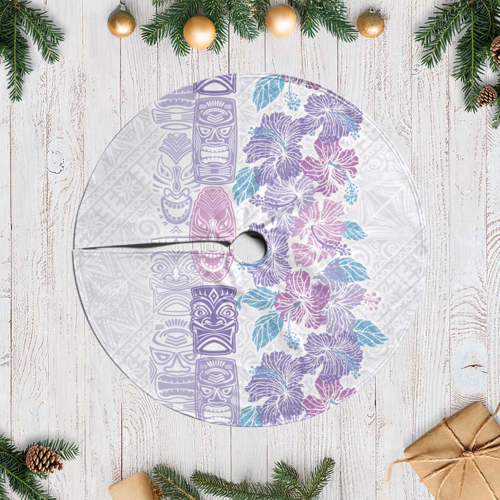 Christmas Aloha Hawaii Tiki Tree Skirt Hibiscus Winter Colors LT7 Casual Lavender - Polynesian Pride
