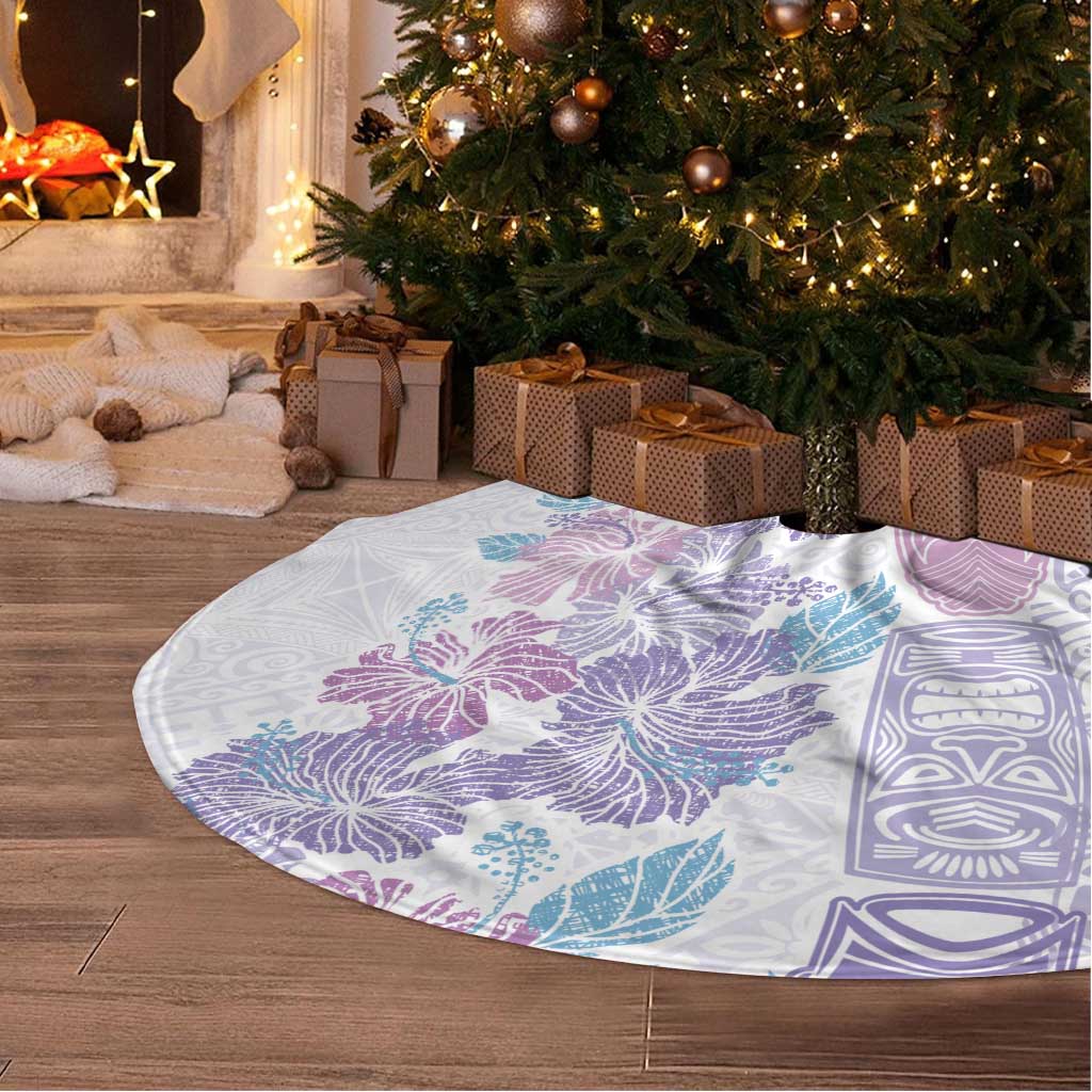 Christmas Aloha Hawaii Tiki Tree Skirt Hibiscus Winter Colors LT7 - Polynesian Pride