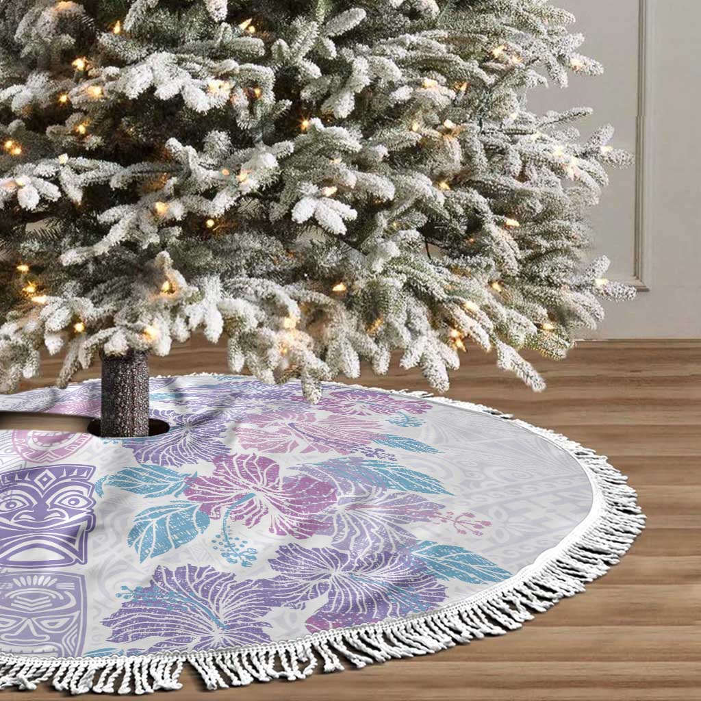 Christmas Aloha Hawaii Tiki Tree Skirt Hibiscus Winter Colors LT7 - Polynesian Pride