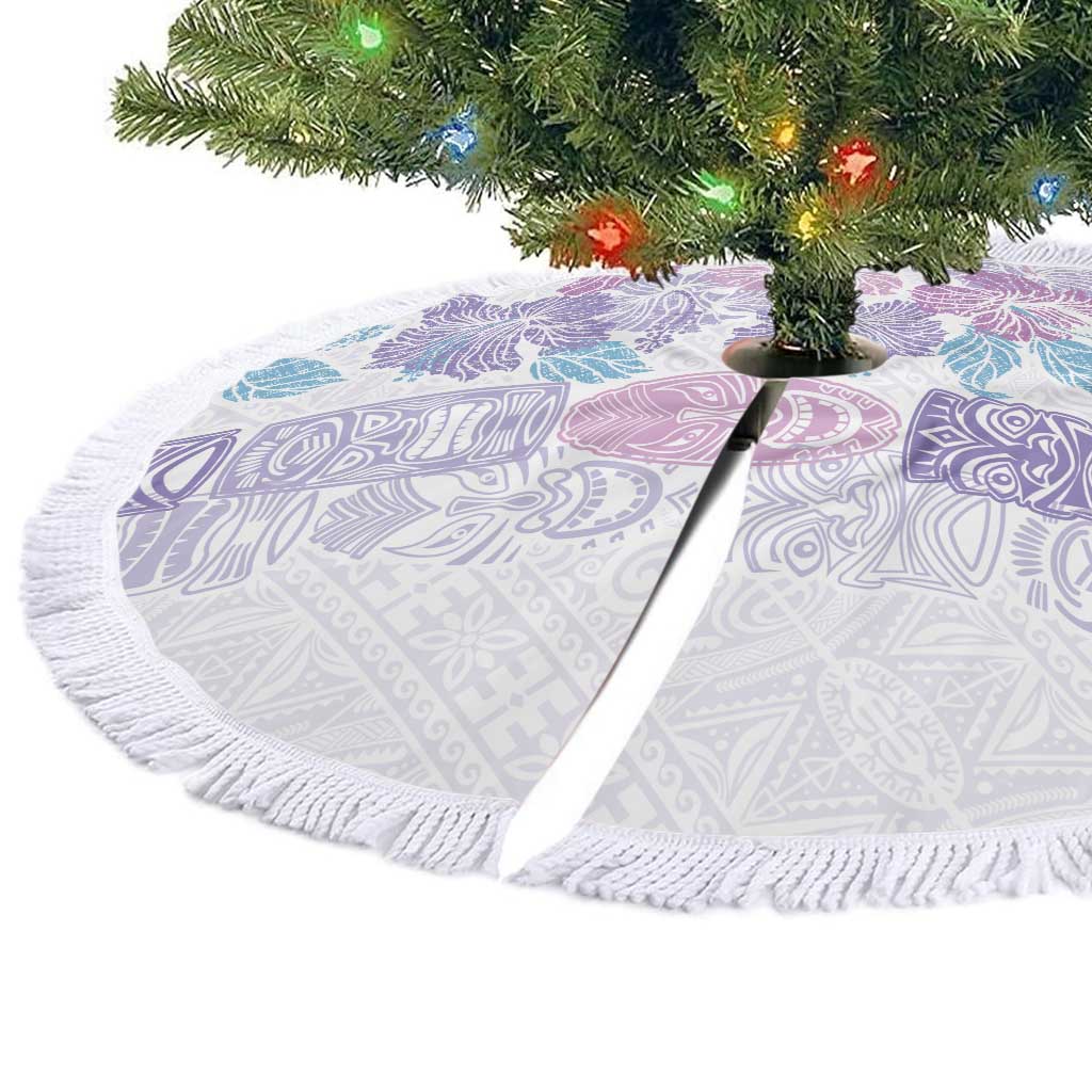 Christmas Aloha Hawaii Tiki Tree Skirt Hibiscus Winter Colors LT7 - Polynesian Pride