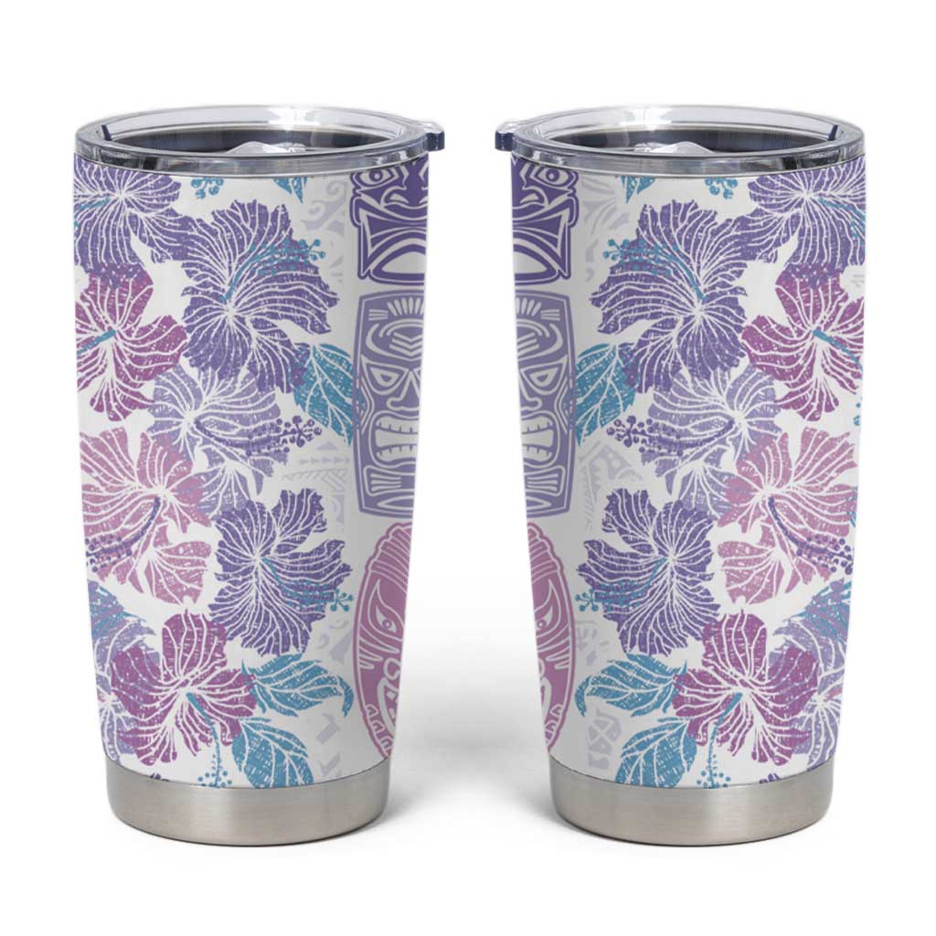 Christmas Aloha Hawaii Tiki Tumbler Cup Hibiscus Winter Colors LT7 Lavender - Polynesian Pride