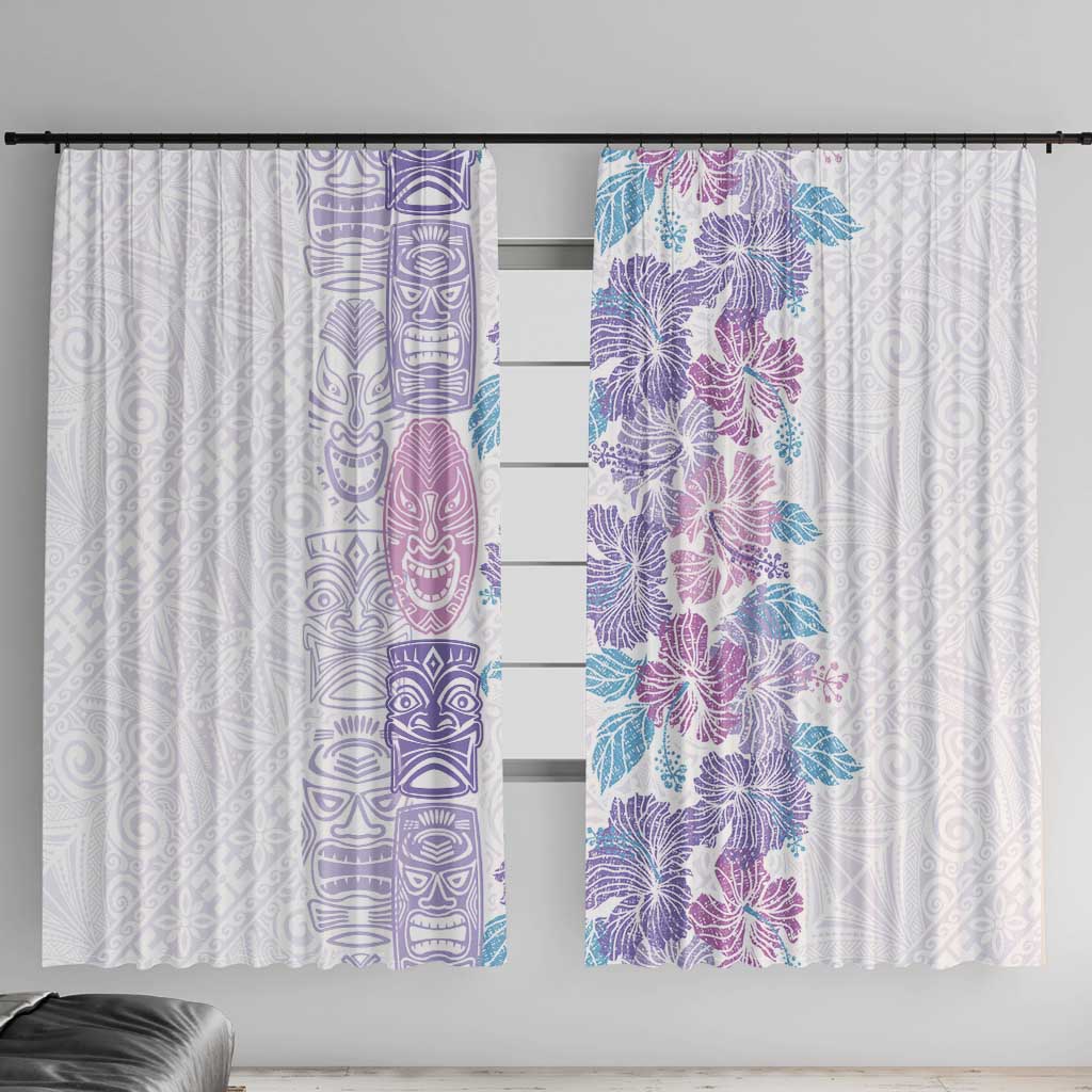 Christmas Aloha Hawaii Tiki Window Curtain Hibiscus Winter Colors LT7 With Hooks Lavender - Polynesian Pride
