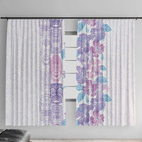 Christmas Aloha Hawaii Tiki Window Curtain Hibiscus Winter Colors LT7 With Hooks Lavender - Polynesian Pride