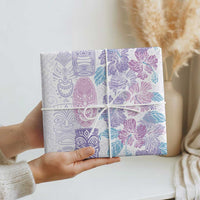Christmas Aloha Hawaii Tiki Wrapping Paper Hibiscus Winter Colors LT7 - Polynesian Pride
