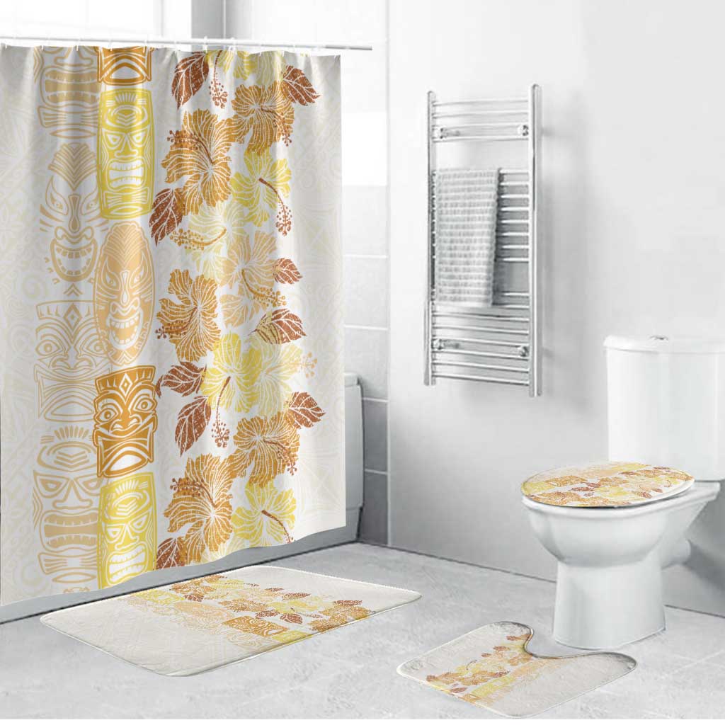 Christmas Aloha Hawaii Tiki Bathroom Set Hibiscus Autumn Colors LT7 Bathroom Set (4 pcs) Yellow - Polynesian Pride