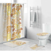 Christmas Aloha Hawaii Tiki Bathroom Set Hibiscus Autumn Colors LT7 Bathroom Set (4 pcs) Yellow - Polynesian Pride
