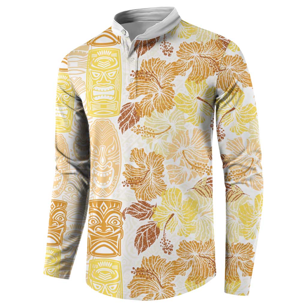 Christmas Aloha Hawaii Tiki Button Sweatshirt Hibiscus Autumn Colors LT7 - Polynesian Pride