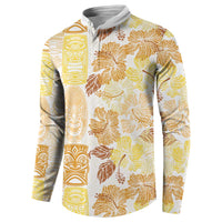 Christmas Aloha Hawaii Tiki Button Sweatshirt Hibiscus Autumn Colors LT7 - Polynesian Pride