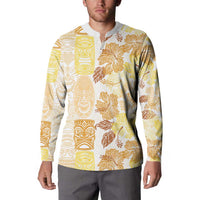 Christmas Aloha Hawaii Tiki Button Sweatshirt Hibiscus Autumn Colors LT7 - Polynesian Pride