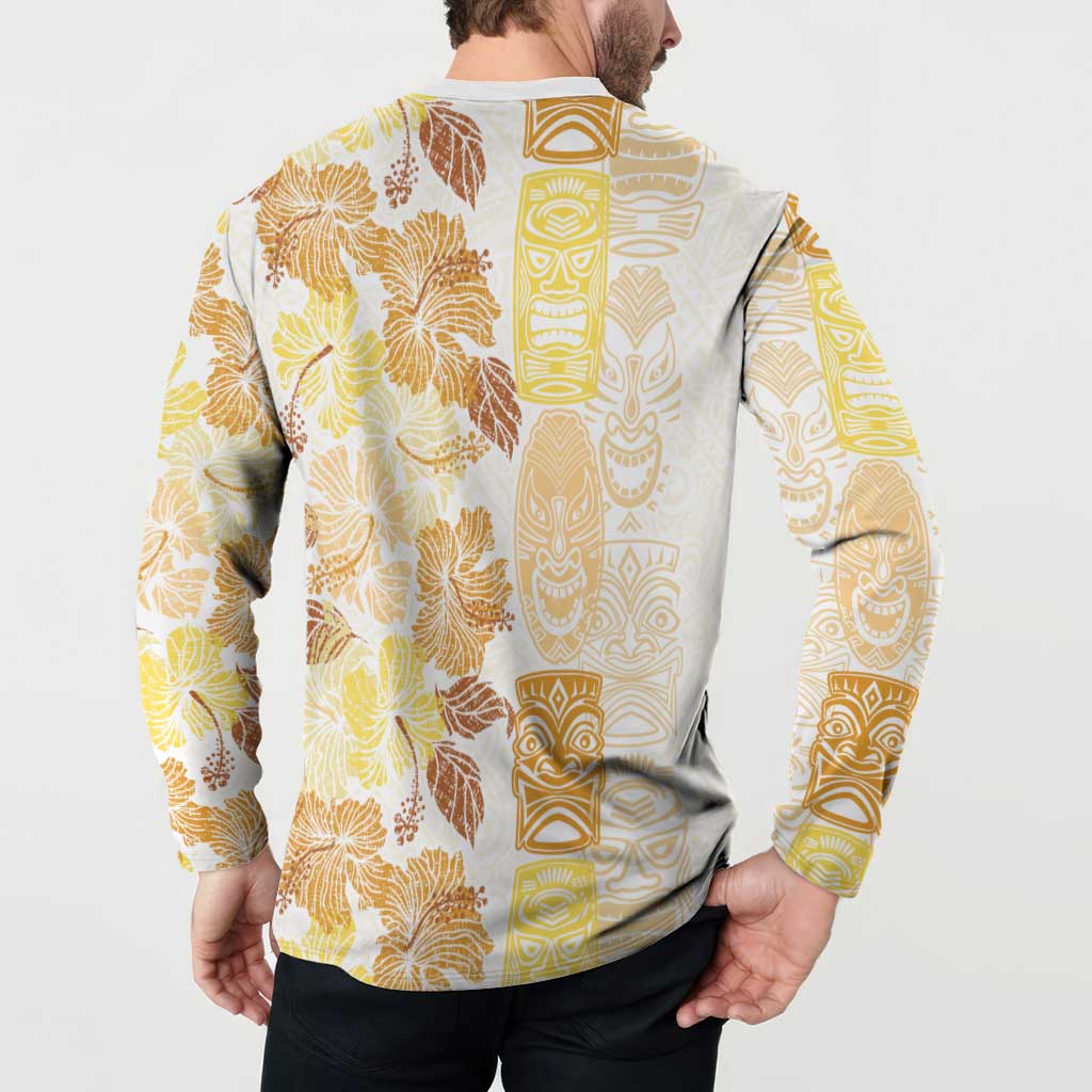 Christmas Aloha Hawaii Tiki Button Sweatshirt Hibiscus Autumn Colors LT7 - Polynesian Pride