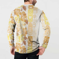 Christmas Aloha Hawaii Tiki Button Sweatshirt Hibiscus Autumn Colors LT7 - Polynesian Pride