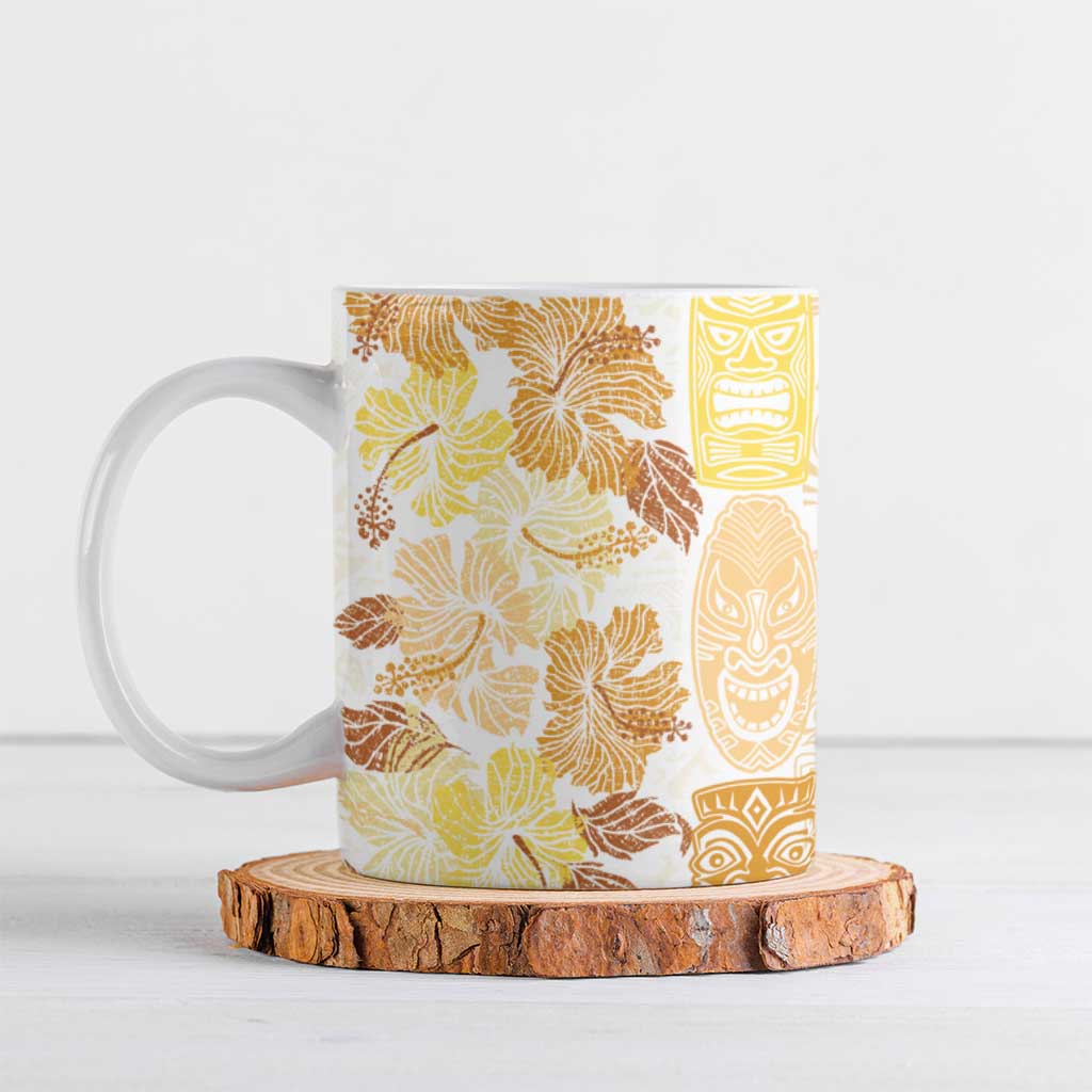Christmas Aloha Hawaii Tiki Ceramic Mug Hibiscus Autumn Colors LT7 Yellow - Polynesian Pride