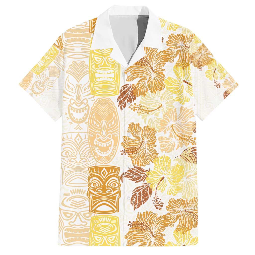Christmas Aloha Hawaii Tiki Hawaiian Shirt Hibiscus Autumn Colors LT7 Yellow - Polynesian Pride