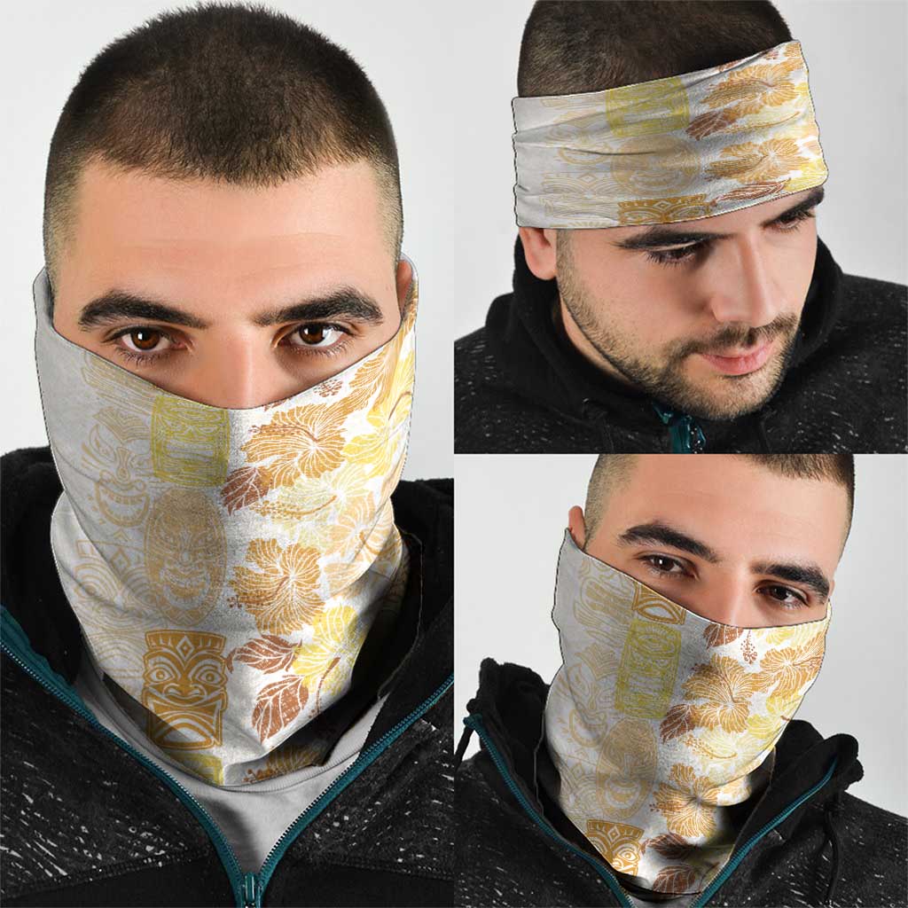 Christmas Aloha Hawaii Tiki Neck Gaiter Hibiscus Autumn Colors LT7 - Polynesian Pride