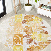 Christmas Aloha Hawaii Tiki Round Carpet Hibiscus Autumn Colors LT7 Yellow - Polynesian Pride