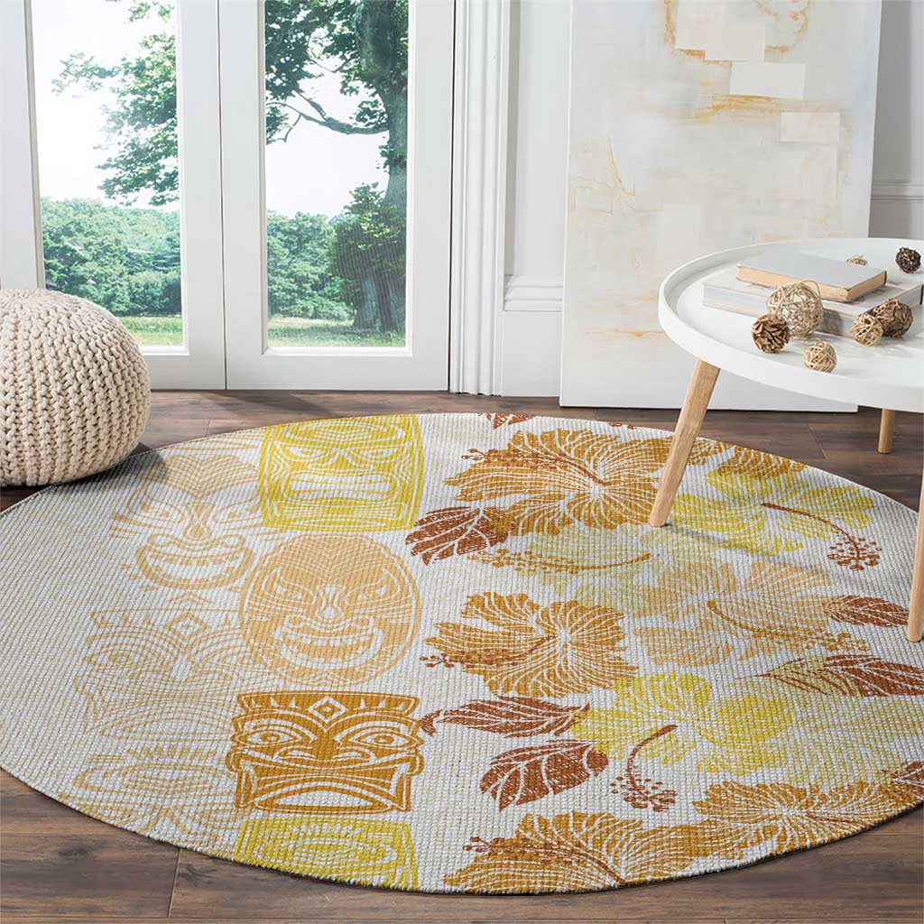 Christmas Aloha Hawaii Tiki Round Carpet Hibiscus Autumn Colors LT7 - Polynesian Pride
