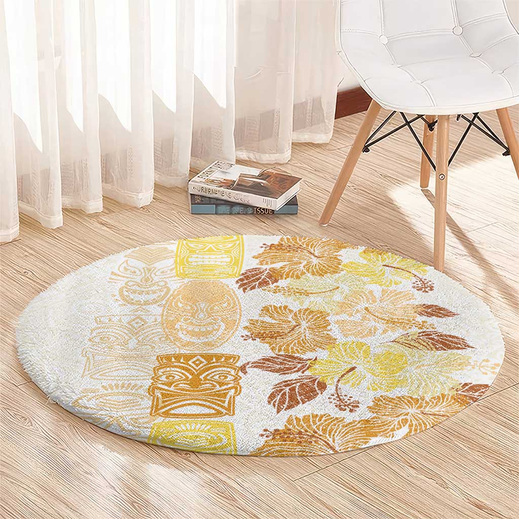 Christmas Aloha Hawaii Tiki Round Carpet Hibiscus Autumn Colors LT7 - Polynesian Pride