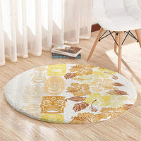 Christmas Aloha Hawaii Tiki Round Carpet Hibiscus Autumn Colors LT7 - Polynesian Pride
