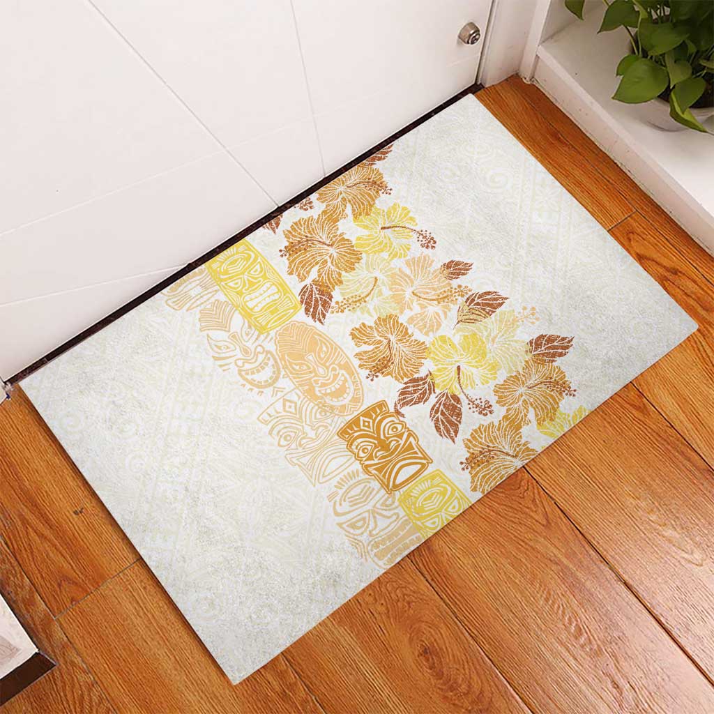 Christmas Aloha Hawaii Tiki Rubber Doormat Hibiscus Autumn Colors LT7 - Polynesian Pride