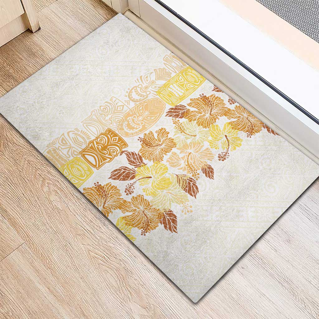 Christmas Aloha Hawaii Tiki Rubber Doormat Hibiscus Autumn Colors LT7 - Polynesian Pride