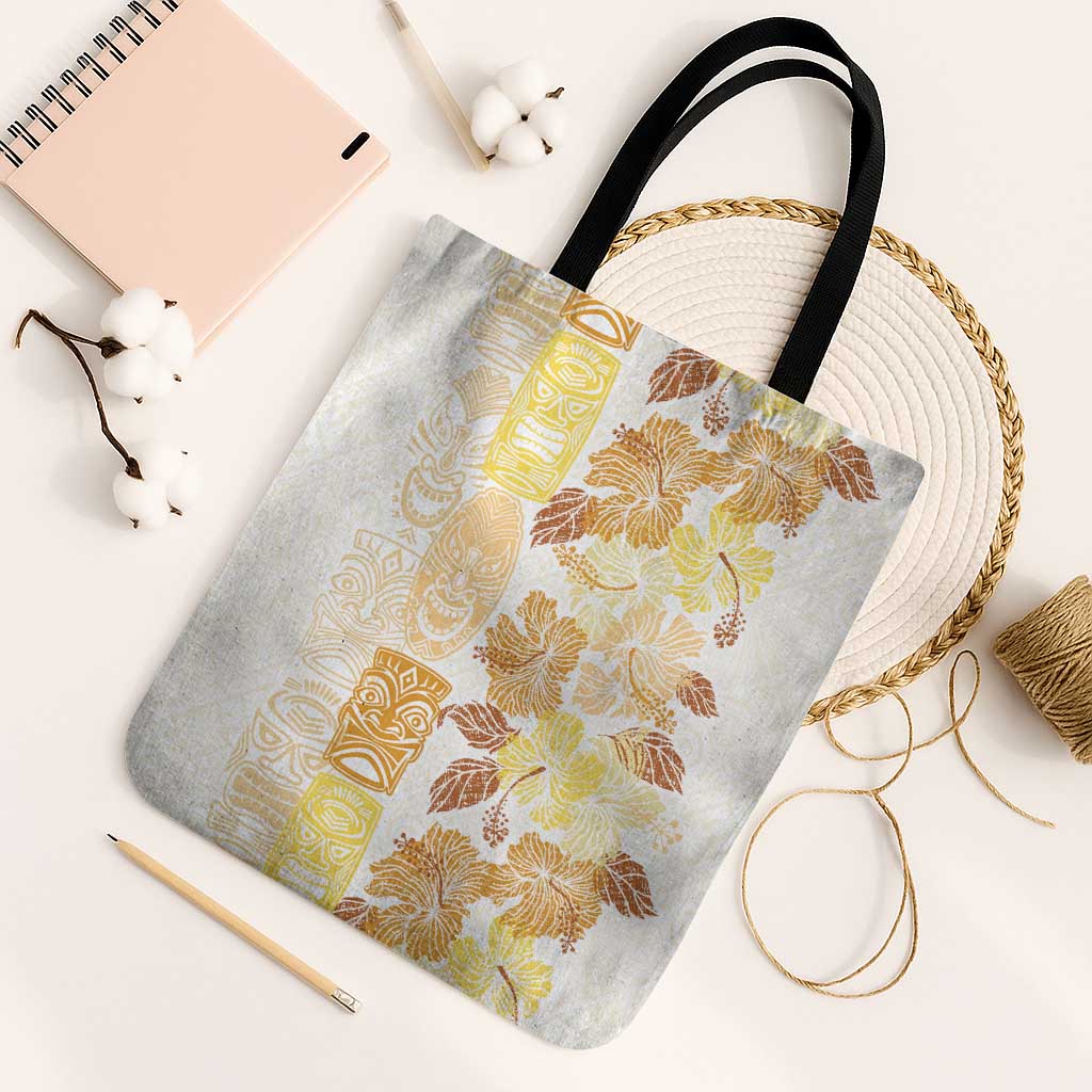 Christmas Aloha Hawaii Tiki Tote Bag Hibiscus Autumn Colors LT7 Black Strap One Size Yellow - Polynesian Pride