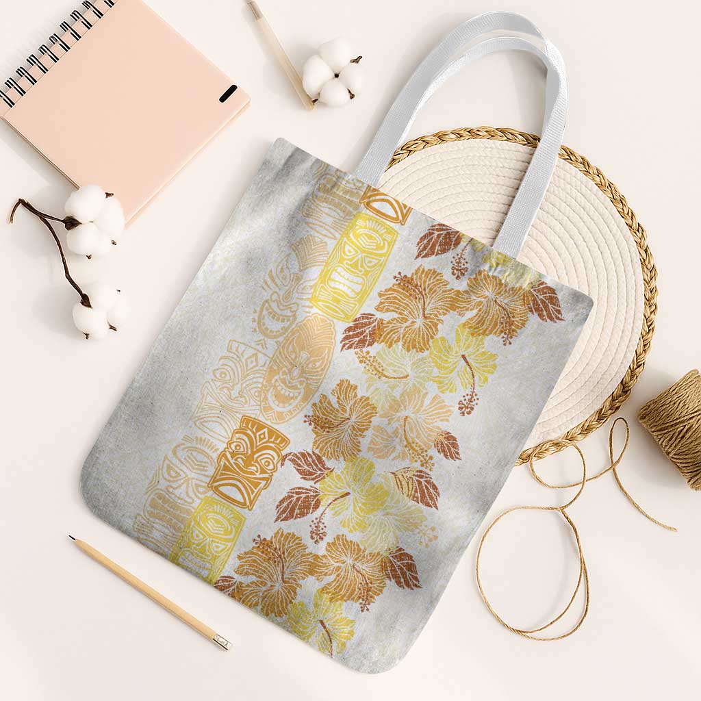 Christmas Aloha Hawaii Tiki Tote Bag Hibiscus Autumn Colors LT7 White Strap One Size Yellow - Polynesian Pride