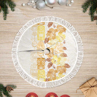 Christmas Aloha Hawaii Tiki Tree Skirt Hibiscus Autumn Colors LT7 Fringed Yellow - Polynesian Pride