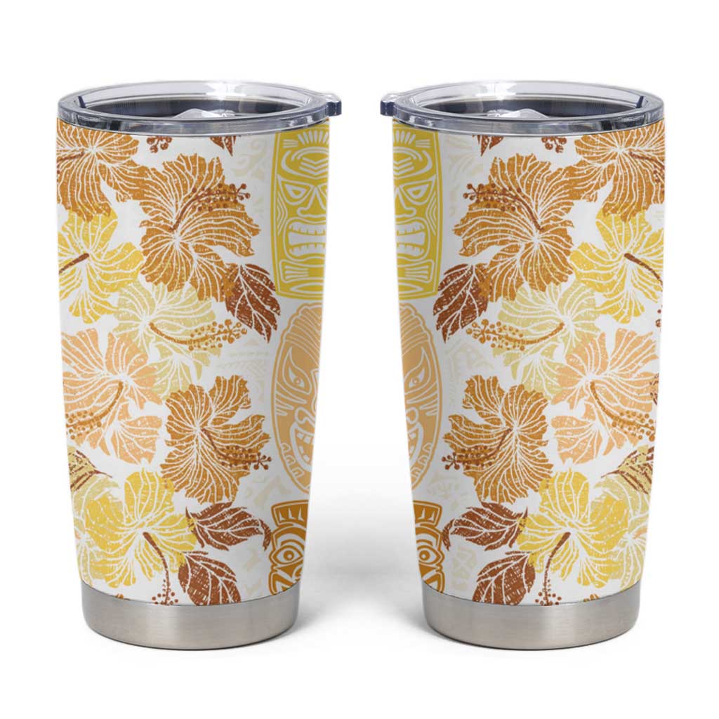 Christmas Aloha Hawaii Tiki Tumbler Cup Hibiscus Autumn Colors LT7 Yellow - Polynesian Pride