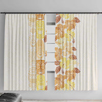 Christmas Aloha Hawaii Tiki Window Curtain Hibiscus Autumn Colors LT7 With Hooks Yellow - Polynesian Pride