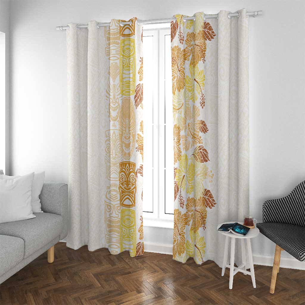 Christmas Aloha Hawaii Tiki Window Curtain Hibiscus Autumn Colors LT7 With Grommets Yellow - Polynesian Pride