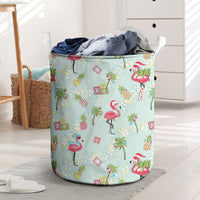 Aloha Hawaii Christmas Seamless Laundry Basket Plumeria Lei