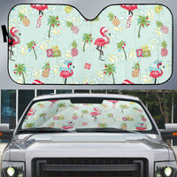Aloha Hawaii Christmas Seamless Auto Sun Shade Plumeria Lei