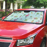 Aloha Hawaii Christmas Seamless Auto Sun Shade Plumeria Lei