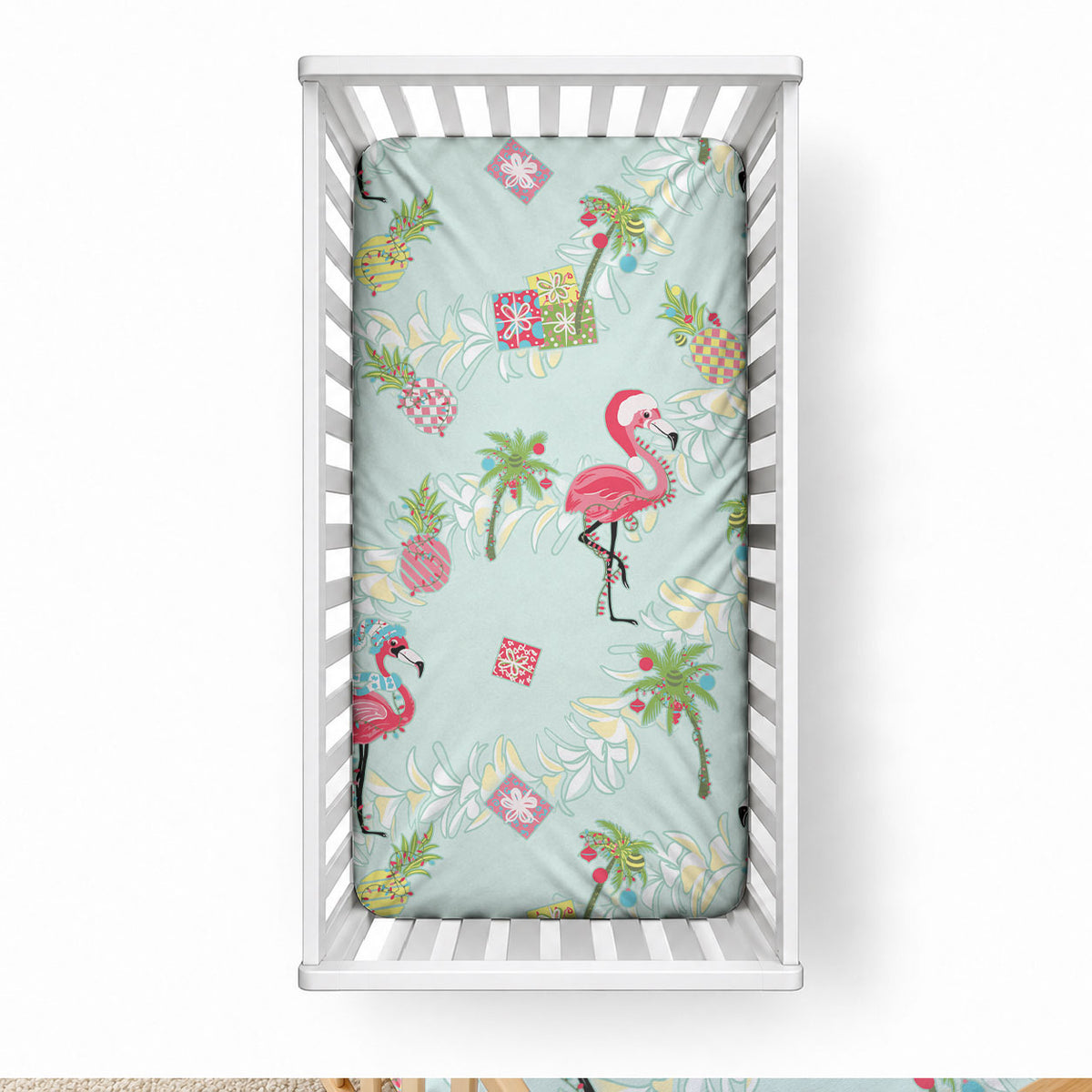 Aloha Hawaii Christmas Seamless Baby Bed Cover Plumeria Lei LT7 28 × 52 in Cerulean - Polynesian Pride