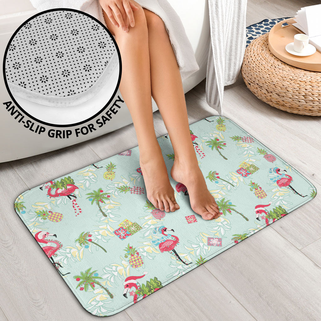 Aloha Hawaii Christmas Seamless Bathroom Set Plumeria Lei