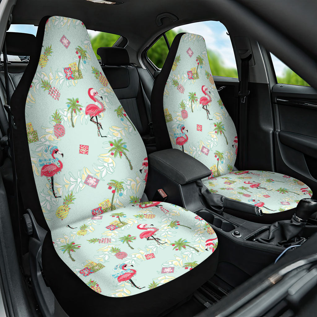 Aloha Hawaii Christmas Seamless Car Seat Cover Plumeria Lei LT7 One Size Cerulean - Polynesian Pride