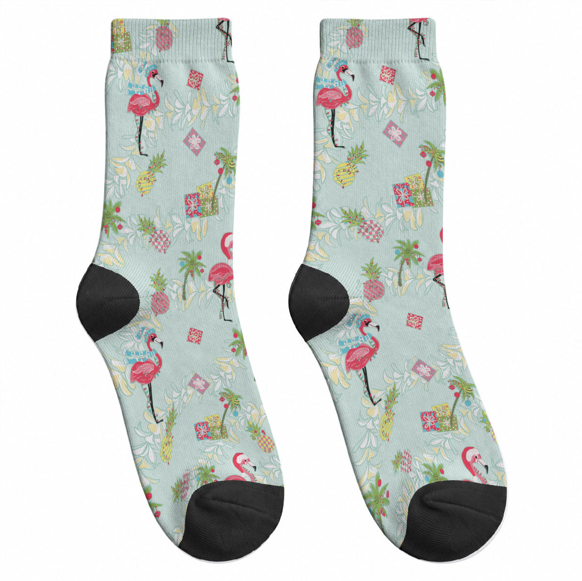 Aloha Hawaii Christmas Seamless Crew Socks Plumeria Lei LT7 - Polynesian Pride