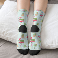 Aloha Hawaii Christmas Seamless Crew Socks Plumeria Lei LT7 - Polynesian Pride