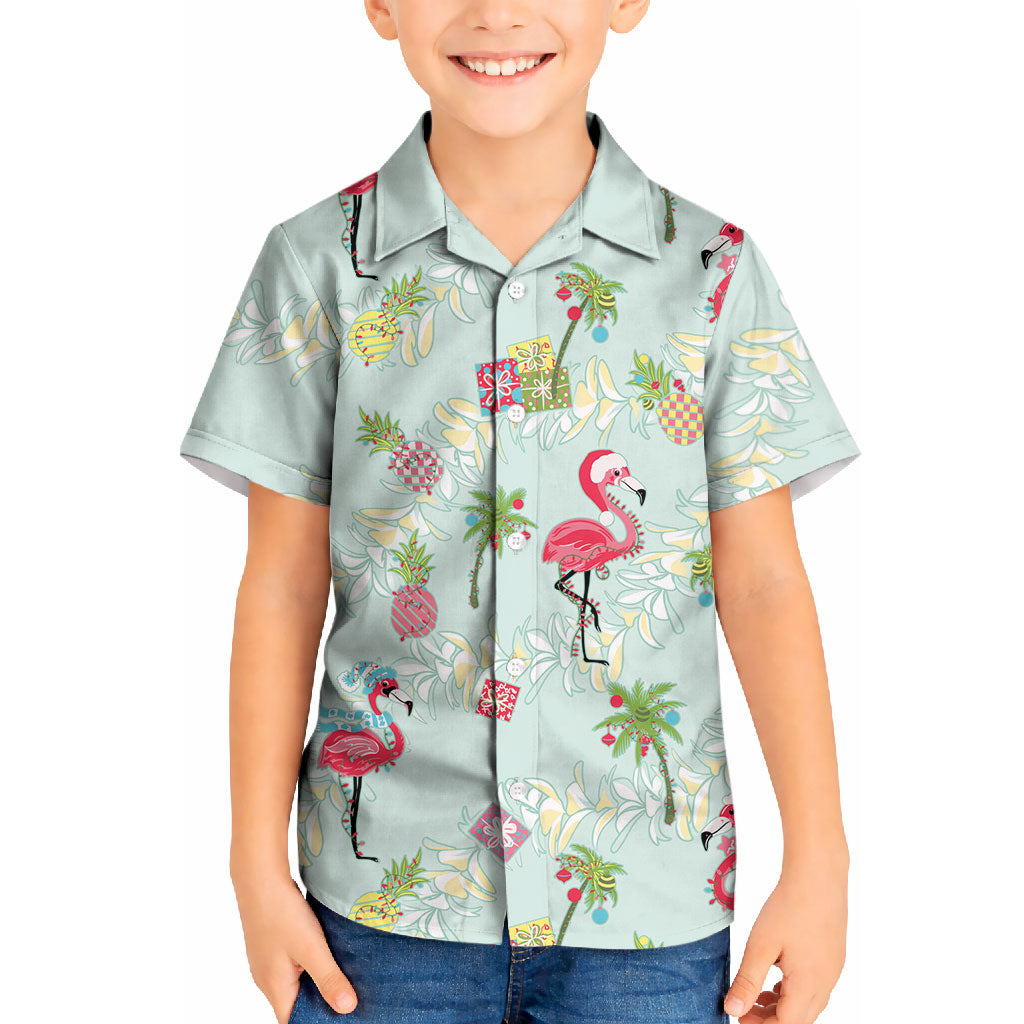 Aloha Hawaii Christmas Seamless Kid Hawaiian Shirt Plumeria Lei LT7 Kid Cerulean - Polynesian Pride