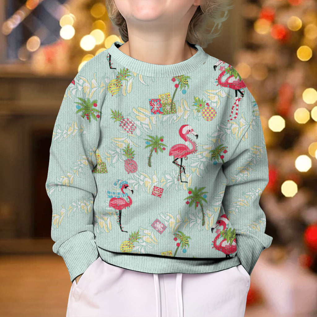 Aloha Hawaii Christmas Seamless Kid Ugly Christmas Sweater Plumeria Lei LT7 - Polynesian Pride
